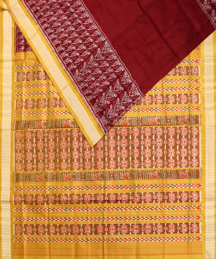 Maroon fulvous silk handwoven sambalpuri saree