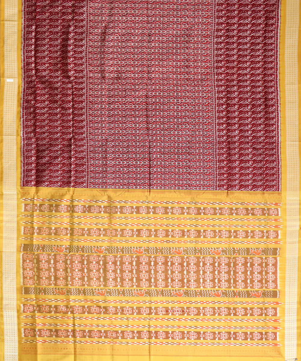 Maroon fulvous silk handwoven sambalpuri saree