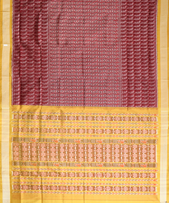 Maroon fulvous silk handwoven sambalpuri saree