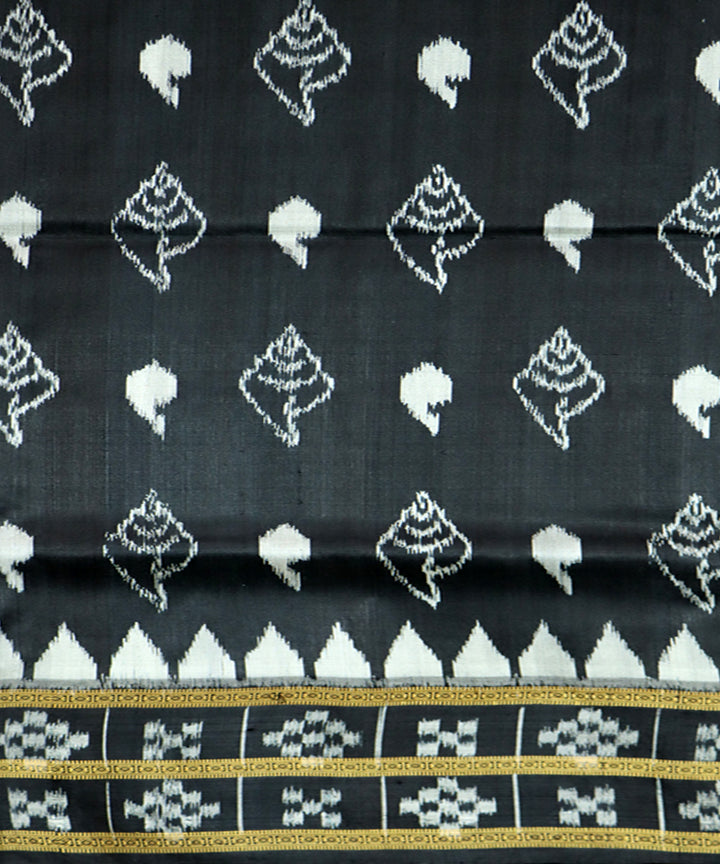 Black grey silk handwoven khandua saree