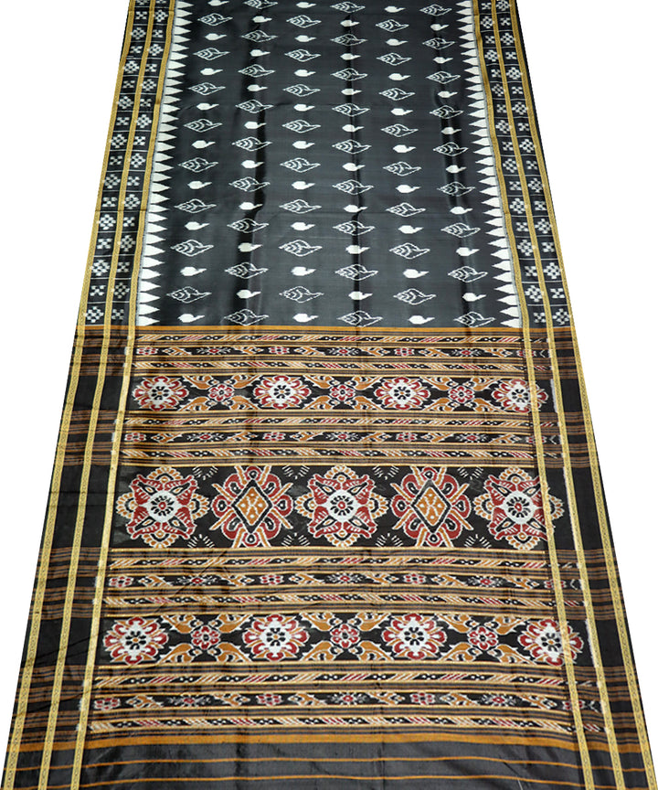 Black grey silk handwoven khandua saree