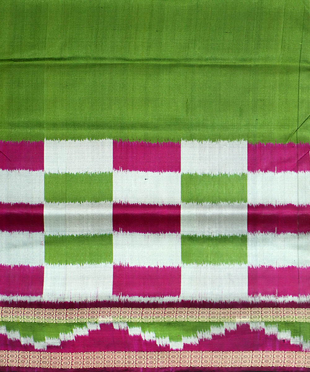 Moss green dark magenta silk handwoven khandua saree