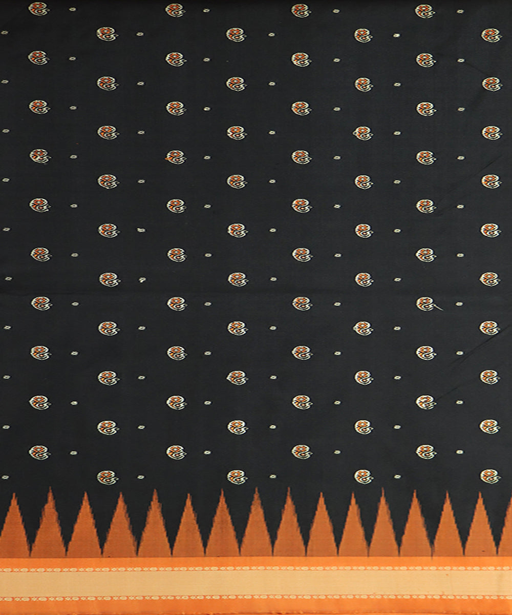Black orange handloom bomkai silk saree