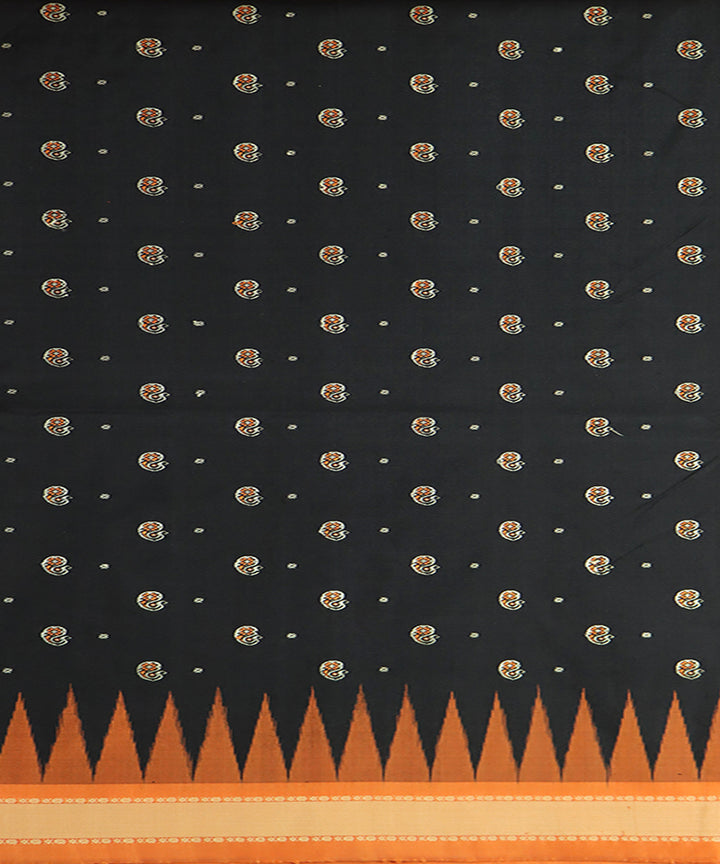 Black orange handloom bomkai silk saree