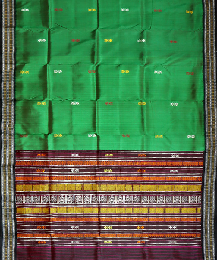Dark green black handloom khandua silk saree