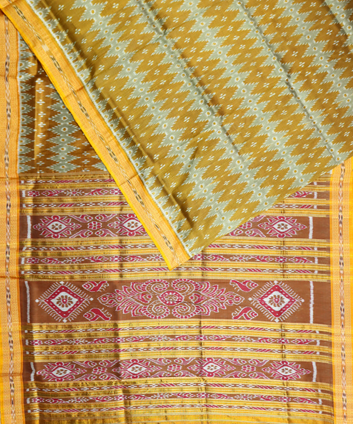 Mustard mustard silk handloom khandua saree