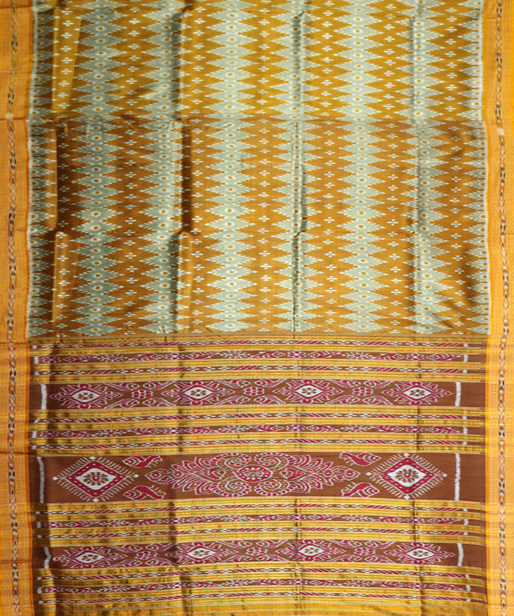 Mustard mustard silk handloom khandua saree