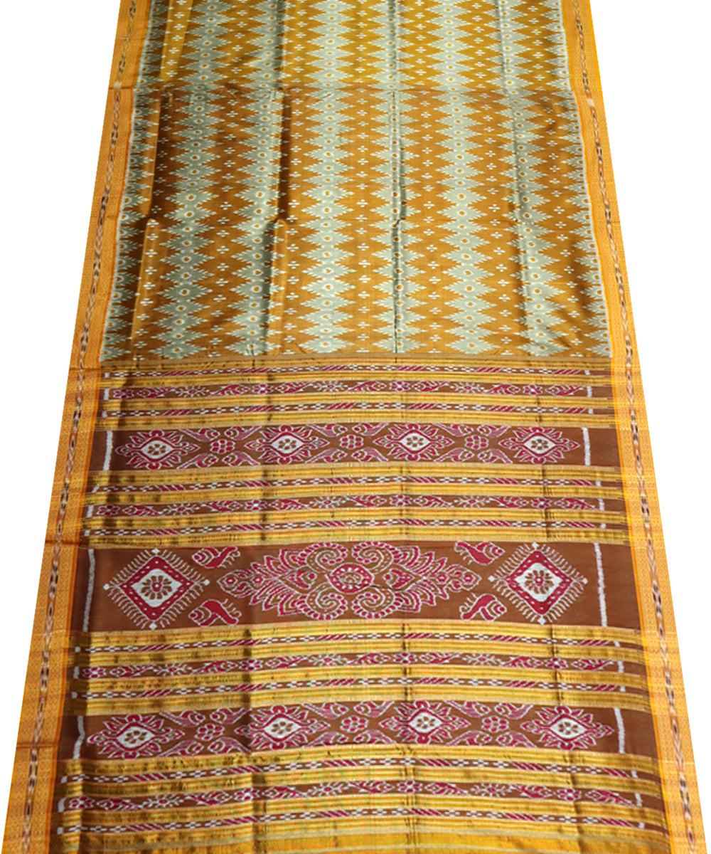 Mustard mustard silk handloom khandua saree