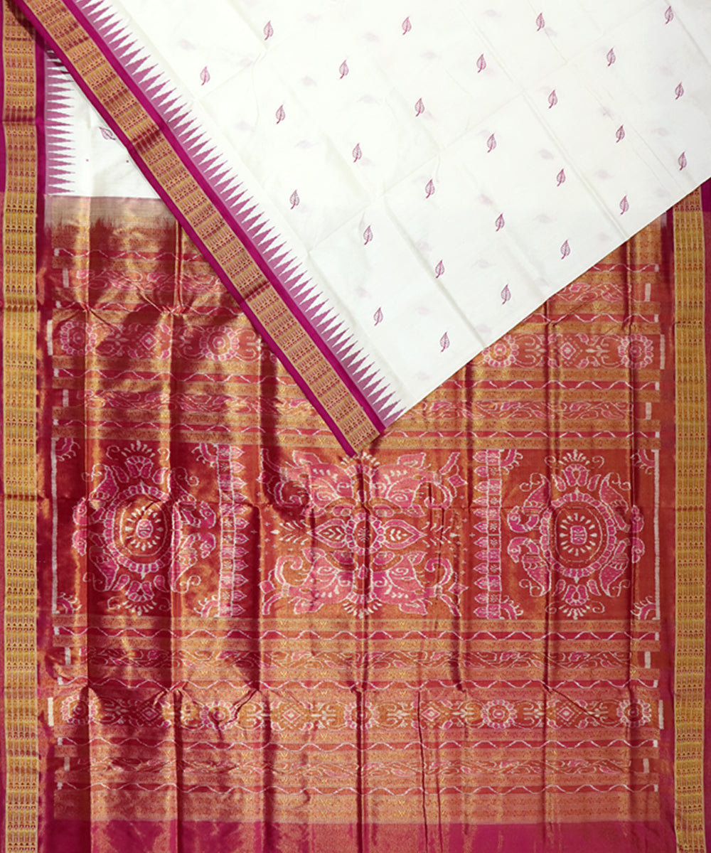 White violet silk handloom sambalpuri saree