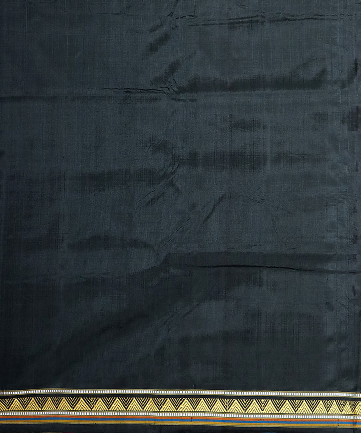 Stripes black silk handloom khandua saree
