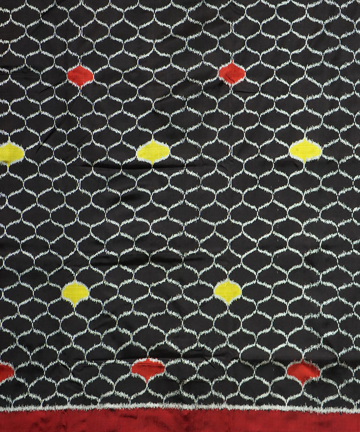Black maroon yellow silk handloom khandua saree