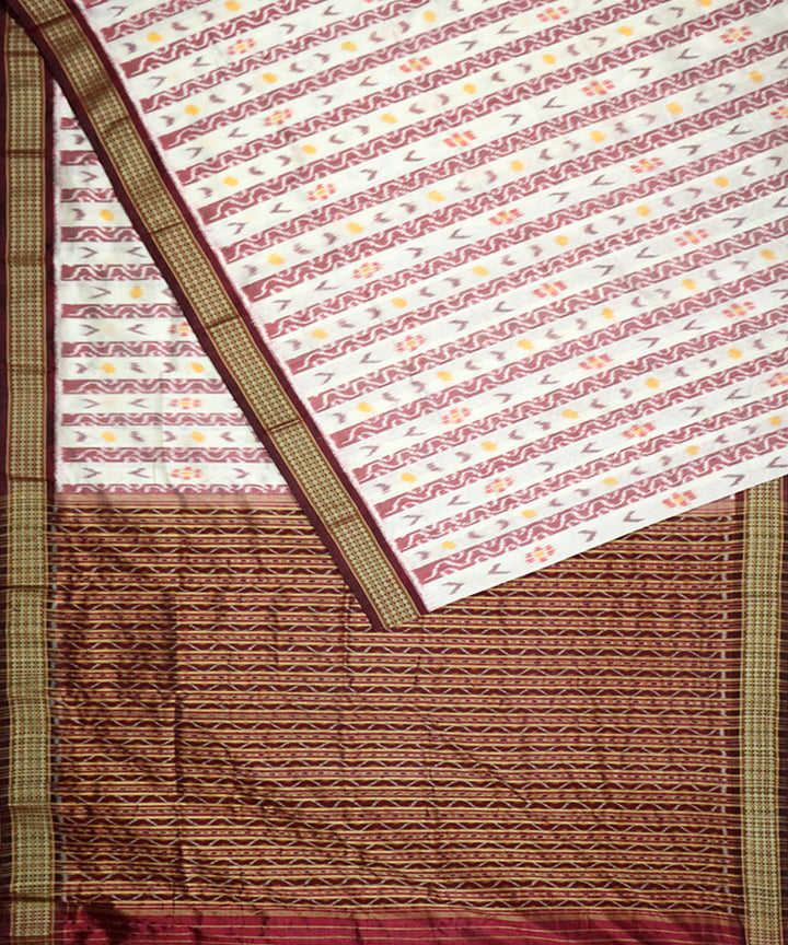 White maroon silk handloom nuapatna saree