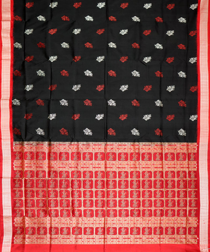 Black red silk handloom bomkai saree