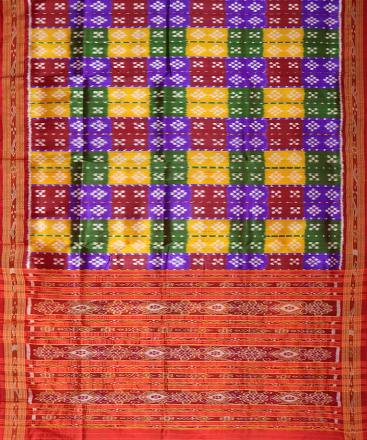 Multicolor red handloom khandua silk saree