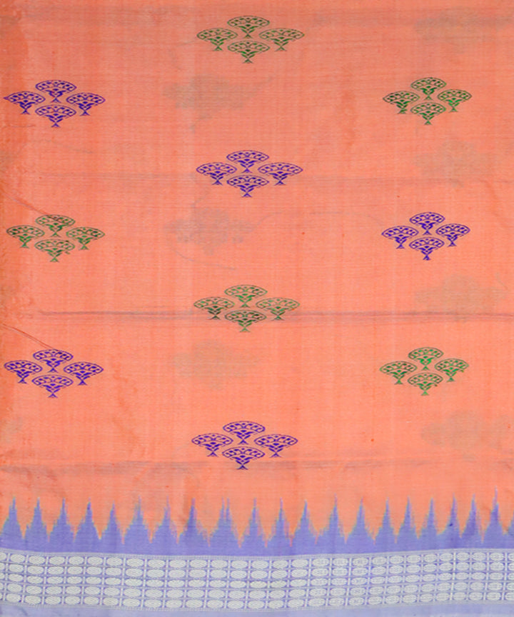 Light orange sky blue handloom bomkai silk saree