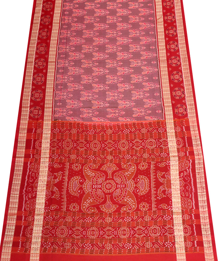 Mauve red cotton handloom sambalpuri saree