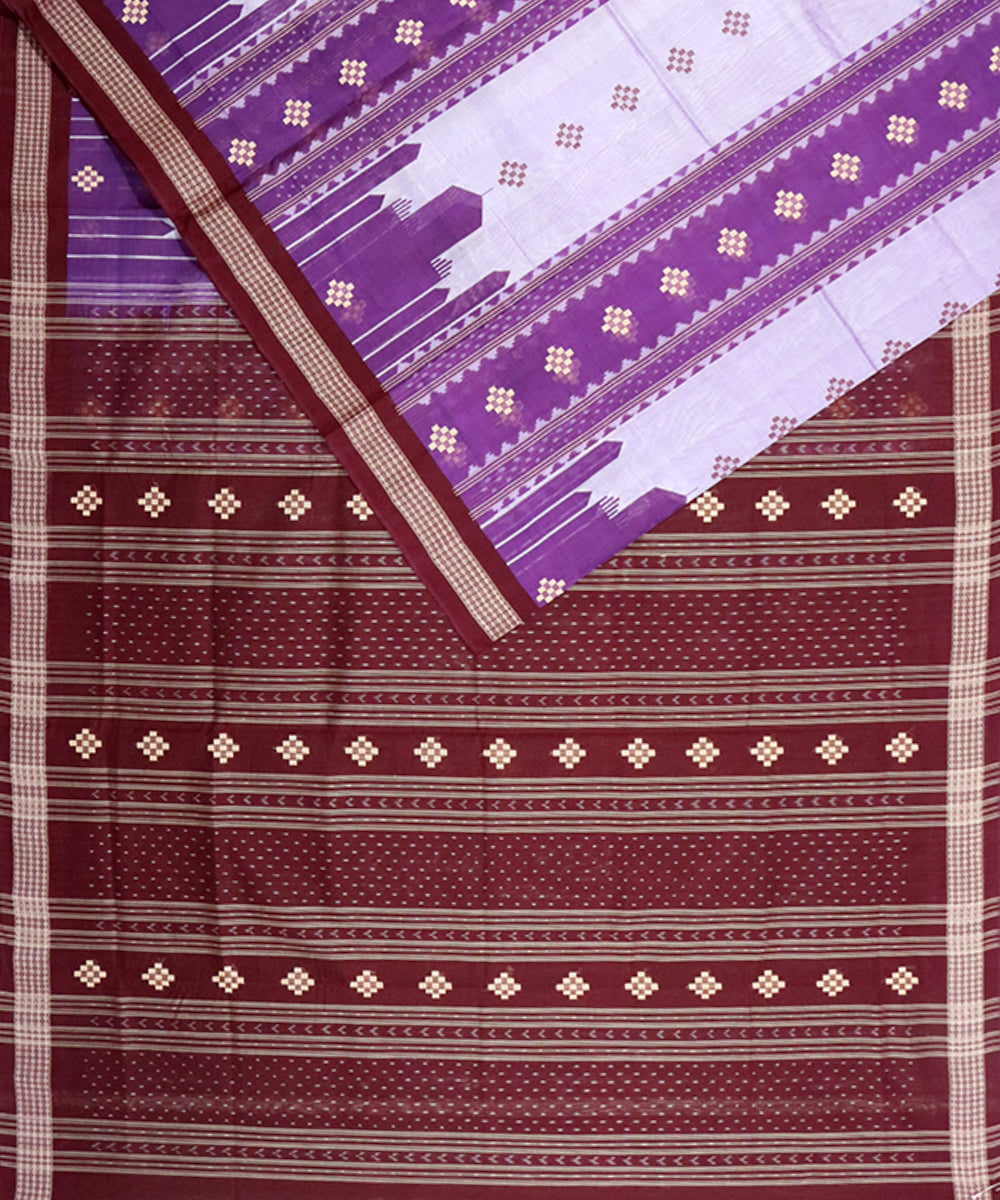 Violet brown cotton silk handloom bomkai saree