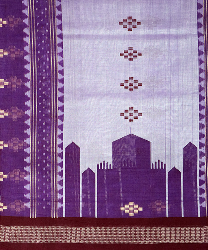 Violet brown cotton silk handloom bomkai saree