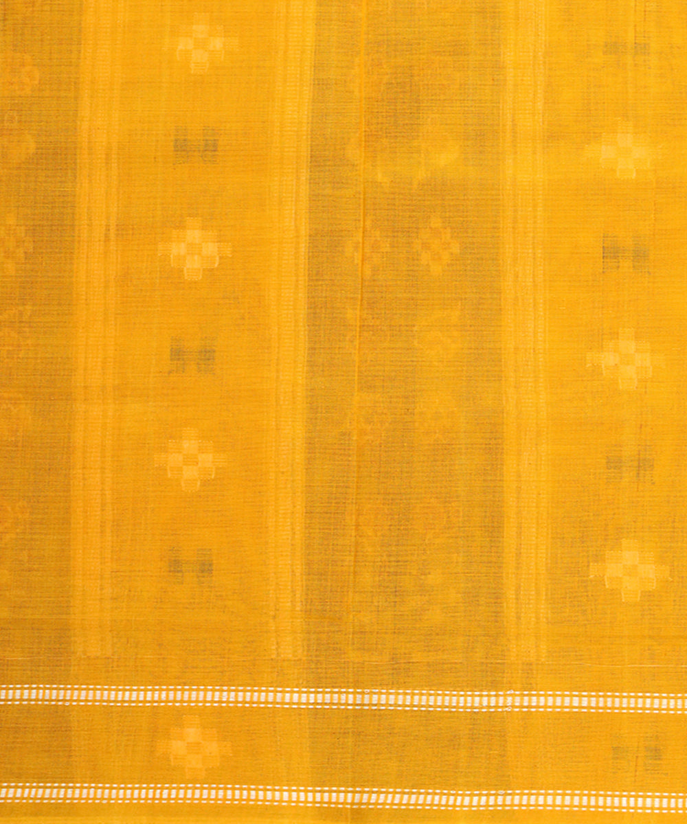 Navy blue yellow cotton silk handloom bomkai saree