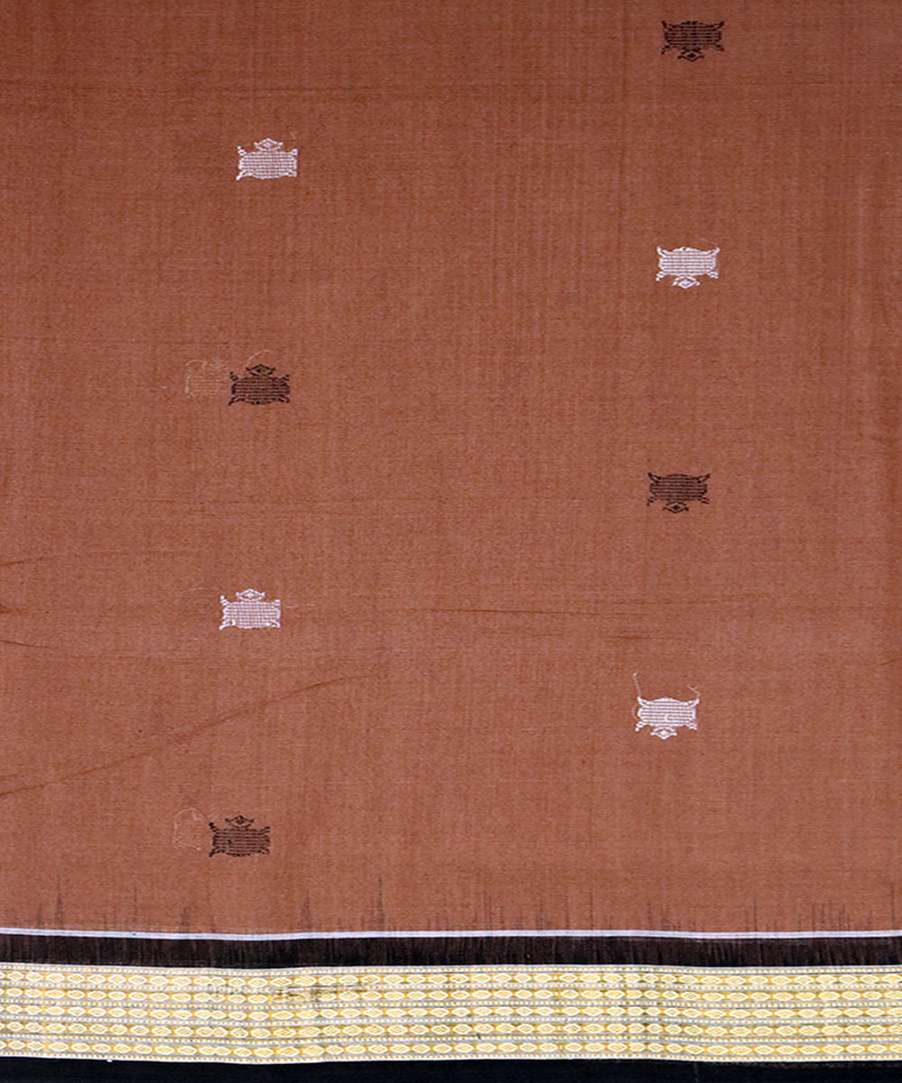 Brown black cotton handloom bomkai saree