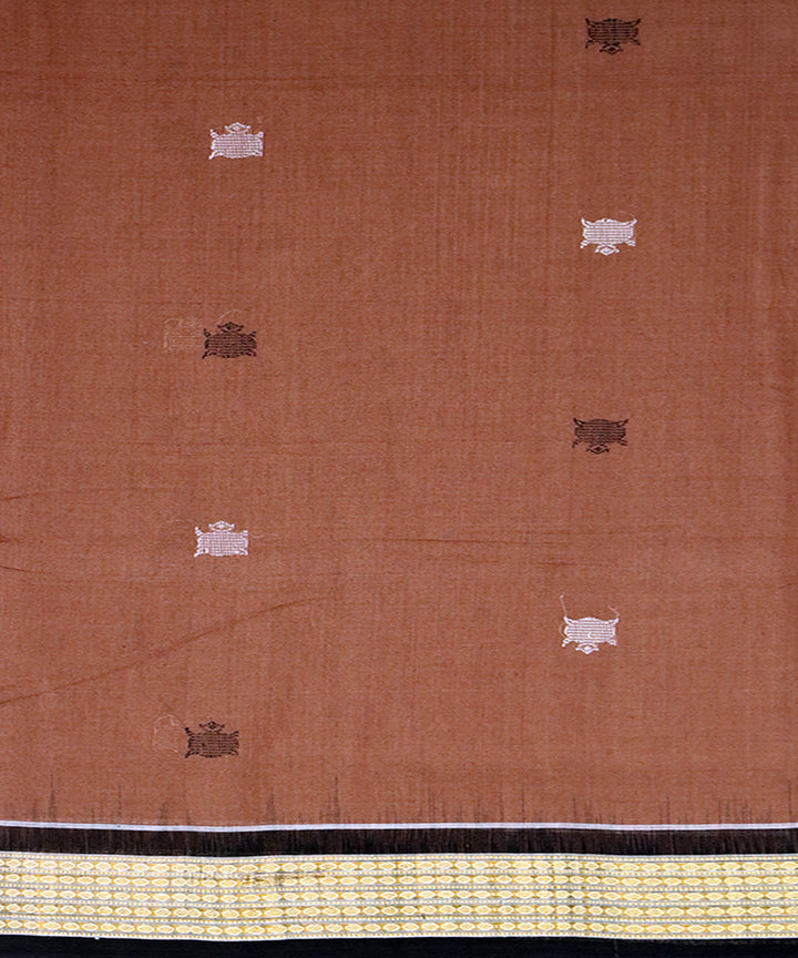 Brown black cotton handloom bomkai saree