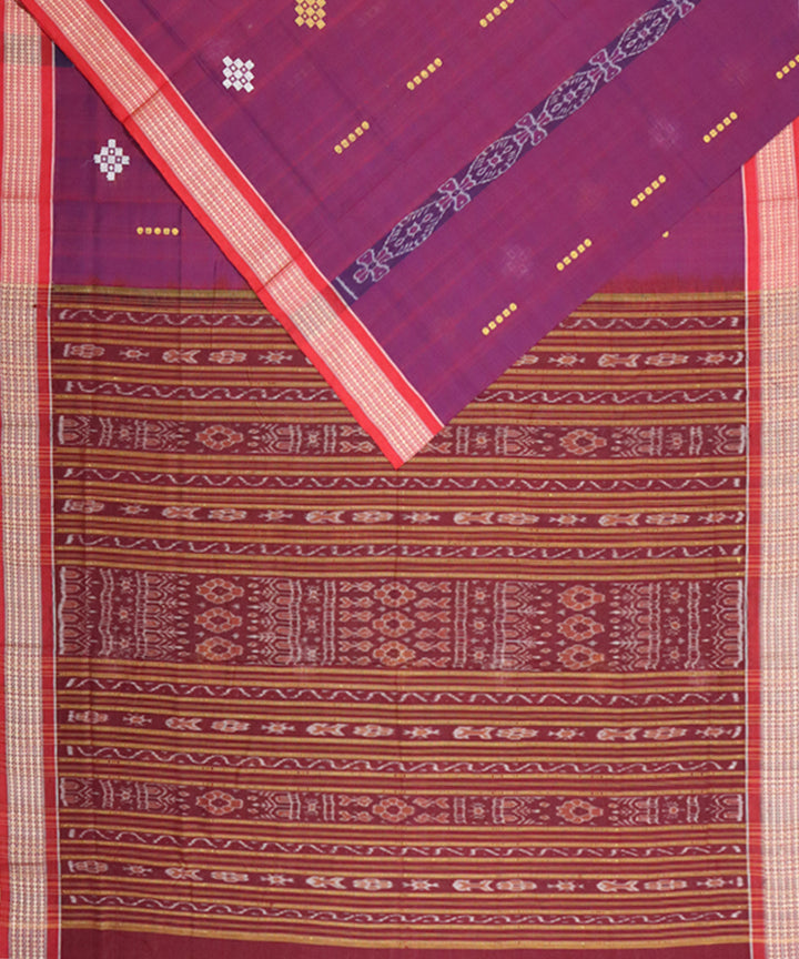 Magenta maroon cotton handloom bomkai saree