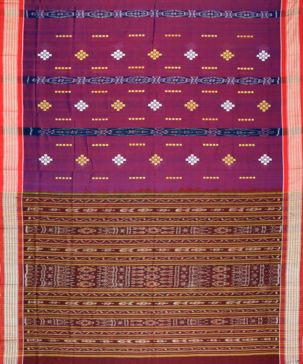 Magenta maroon cotton handloom bomkai saree