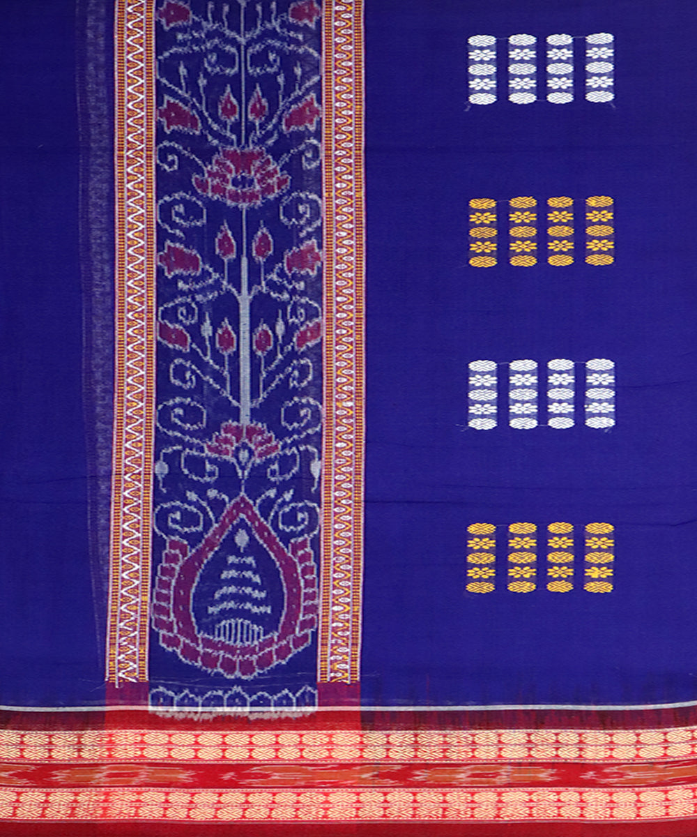 Navy blue maroon cotton handloom bomkai saree