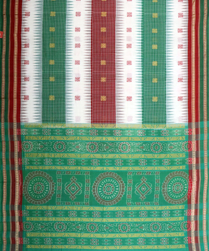 Multicolor green cotton handloom bomkai saree