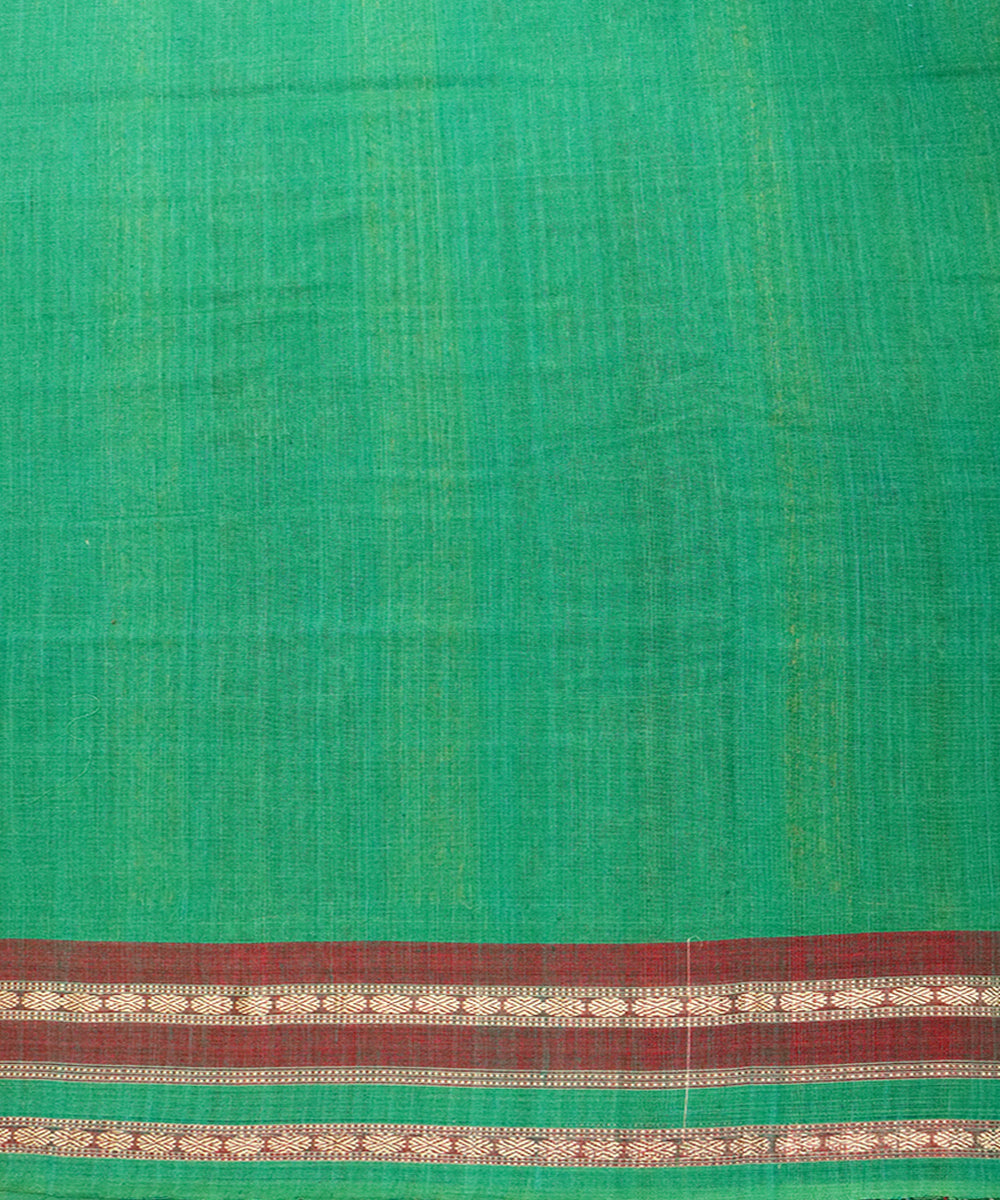 Multicolor green cotton handloom bomkai saree