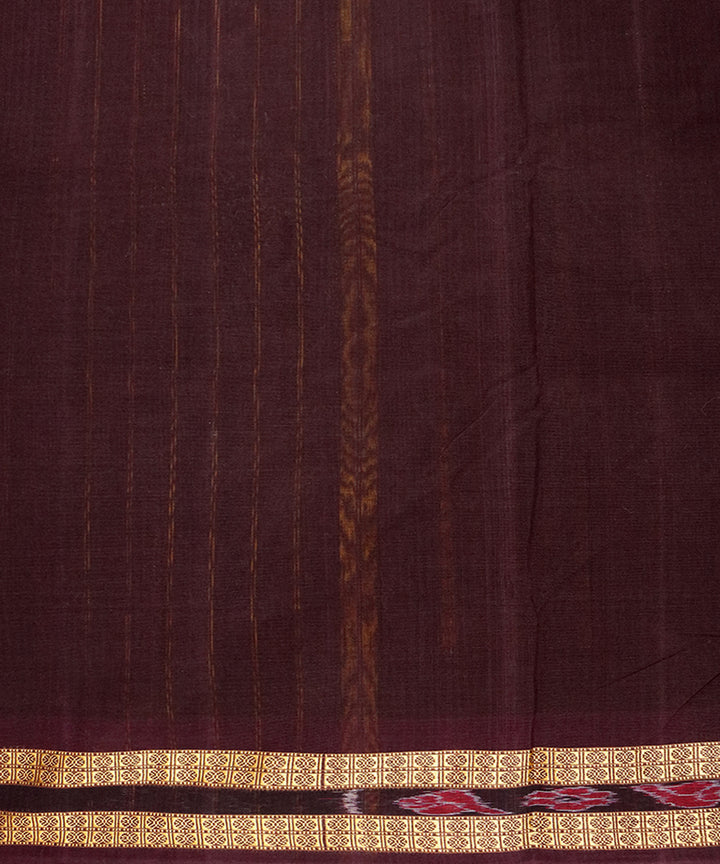 Beige dark brown cotton silk handloom bomkai saree