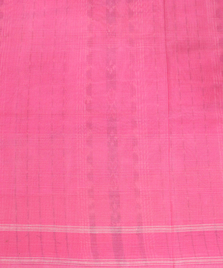 Yellow pink cotton silk handloom saree