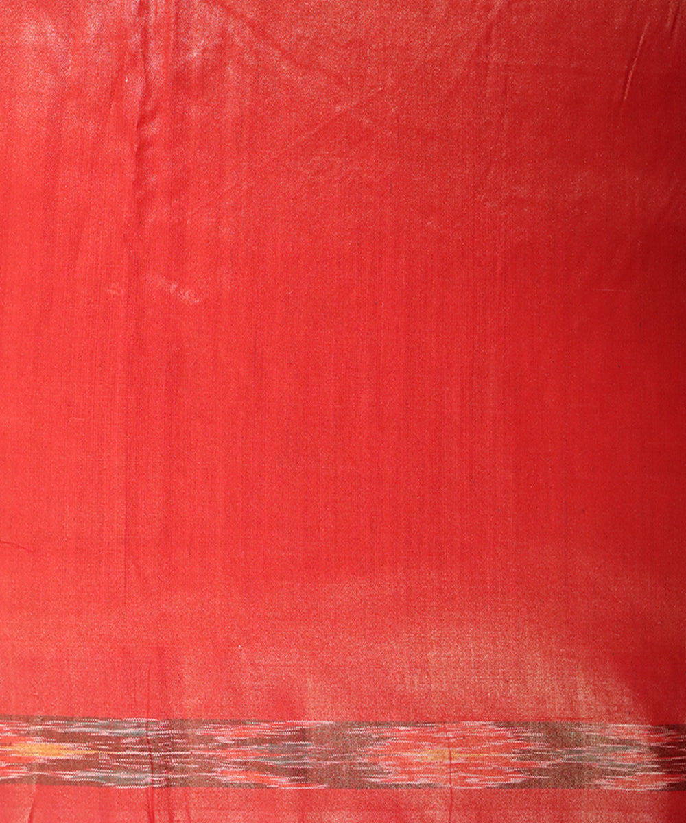 Beige red gopalpur tussar silk handloom saree
