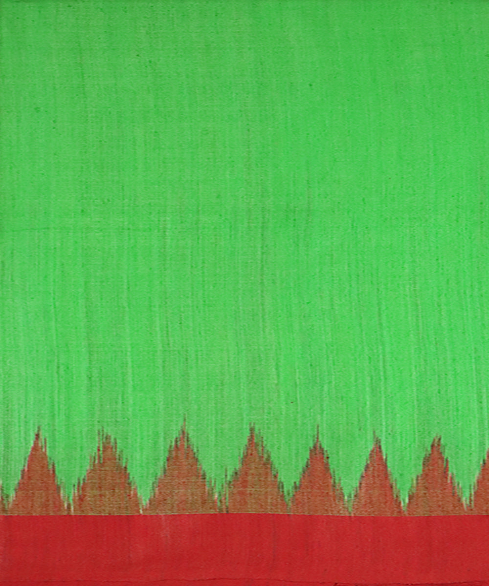 Light green red gopalpur tussar silk handloom saree