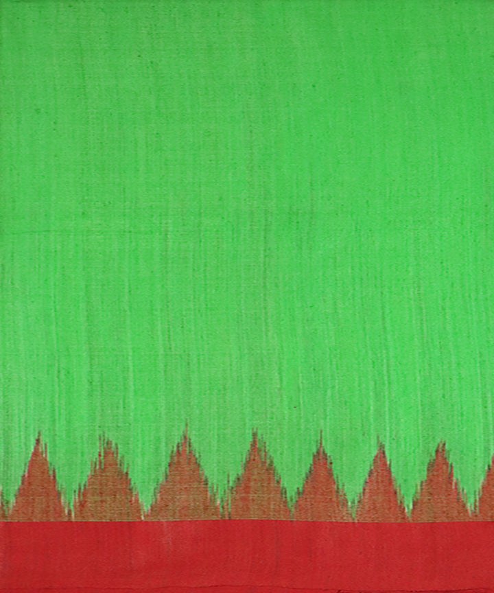 Light green red gopalpur tussar silk handloom saree