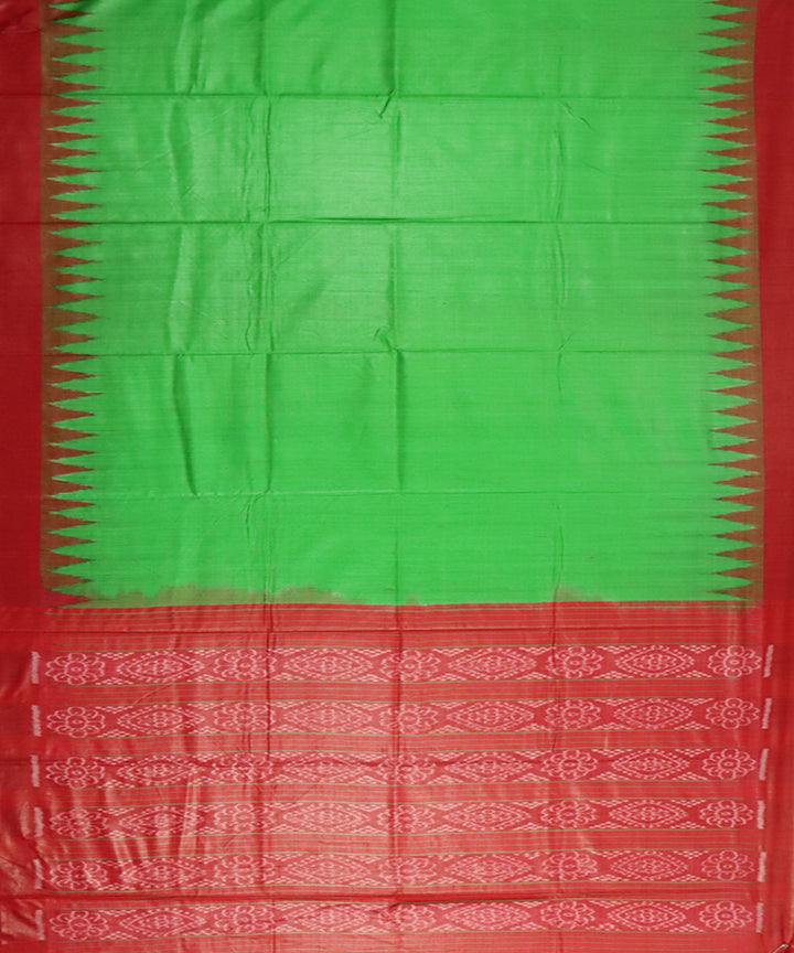 Light green red gopalpur tussar silk handloom saree