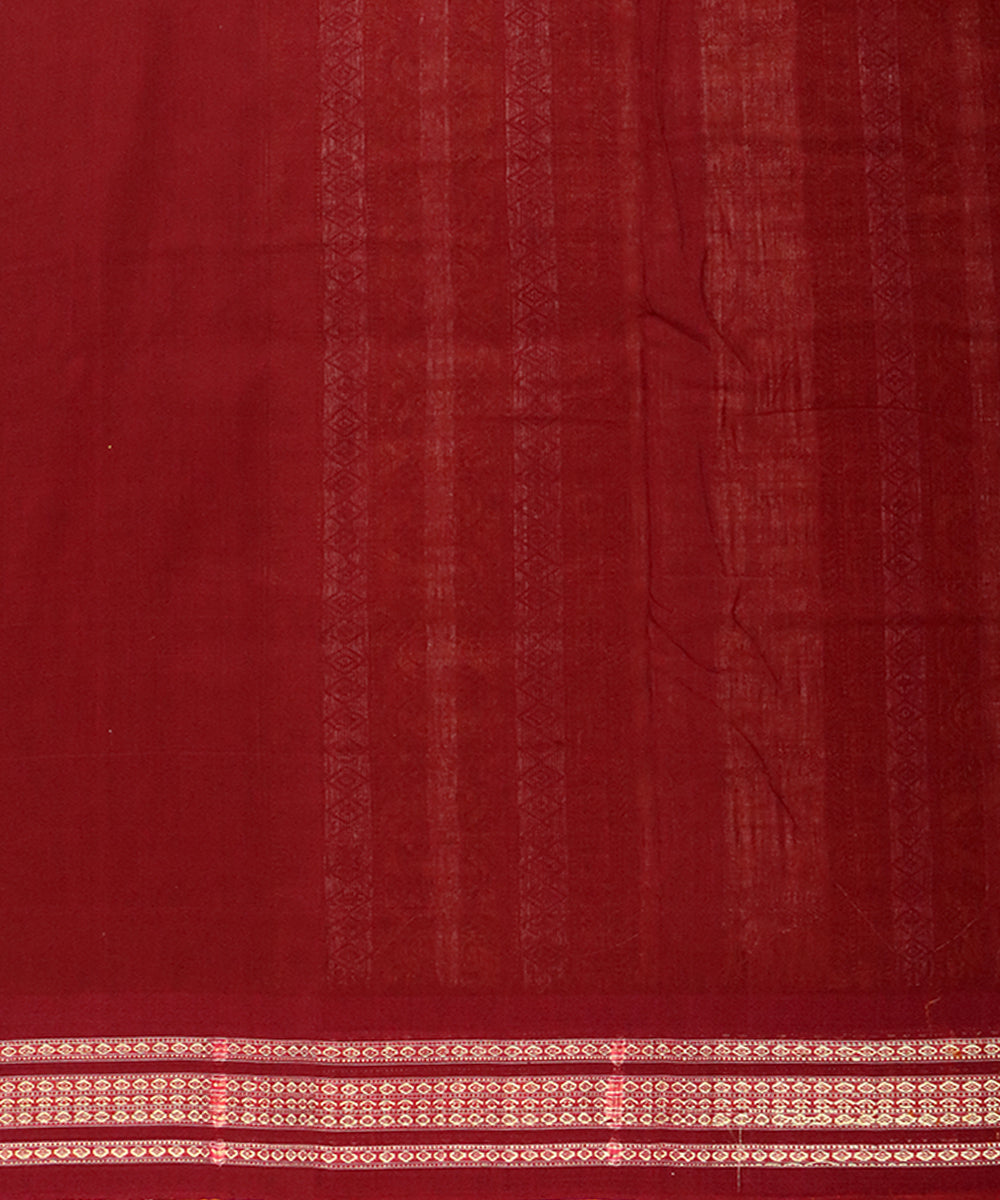 Yellow maroon bomkai cotton handloom saree