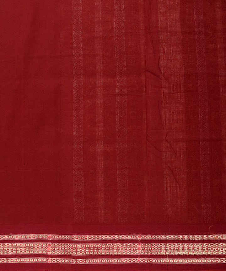 Yellow maroon bomkai cotton handloom saree