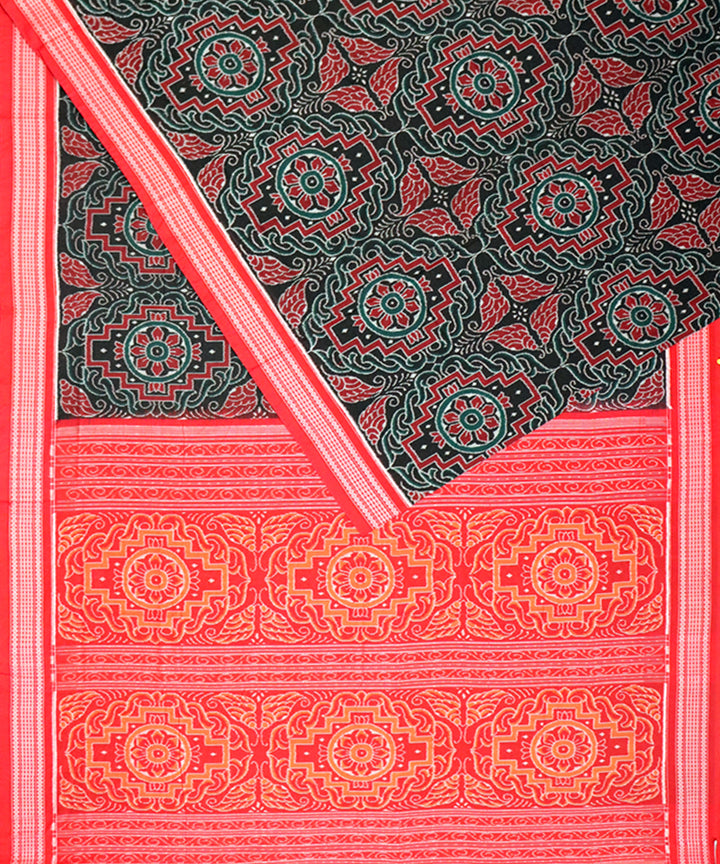 Multicolor red sambalpuri cotton handloom saree