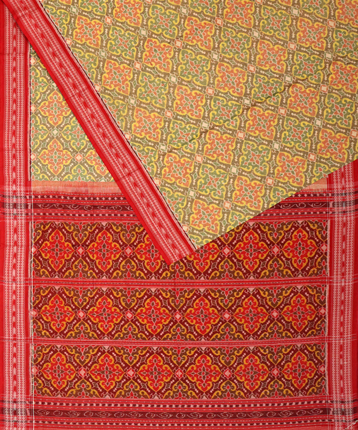 Multicolor red cotton sambalpuri handloom saree