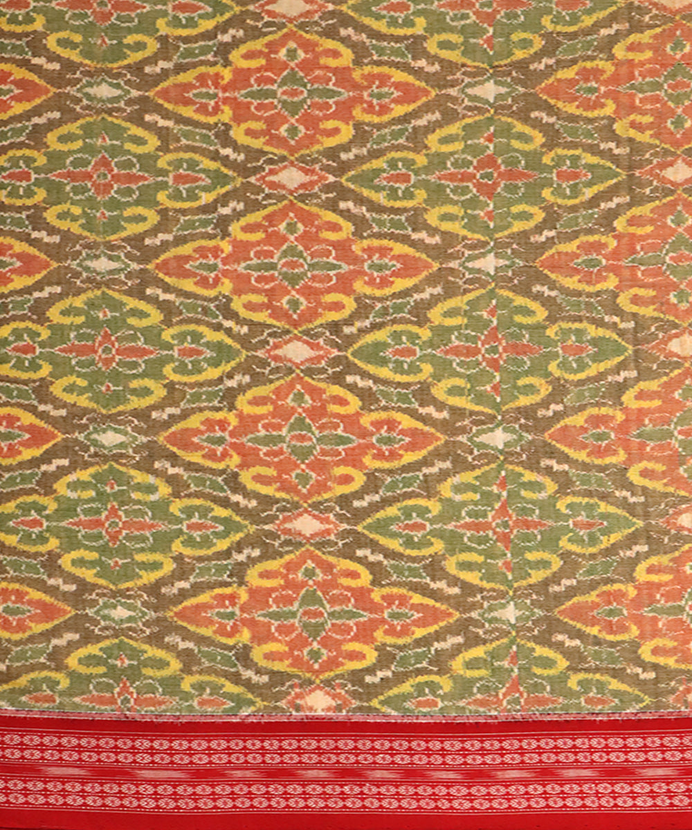 Multicolor red cotton sambalpuri handloom saree