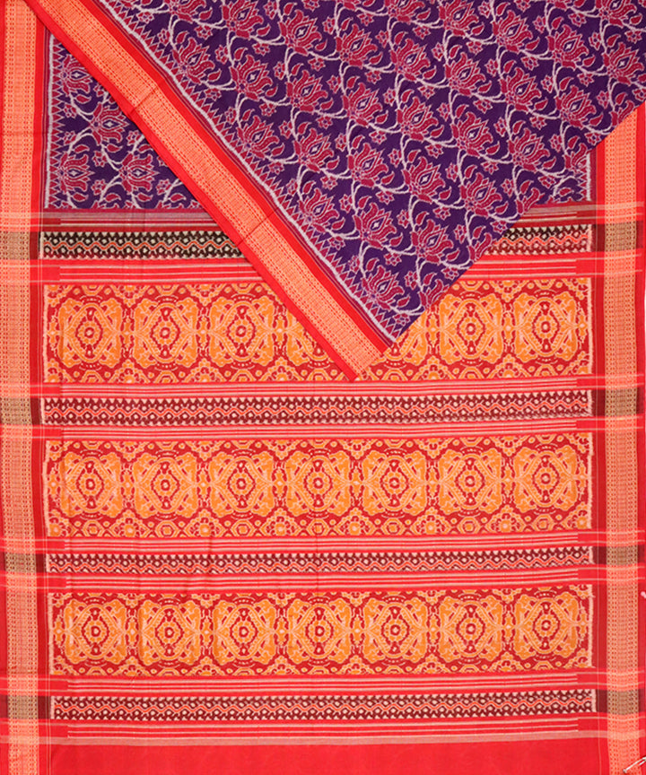 Violet red cotton handloom sambalpuri saree