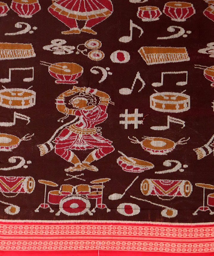 Brown red cotton handloom sambalpuri saree