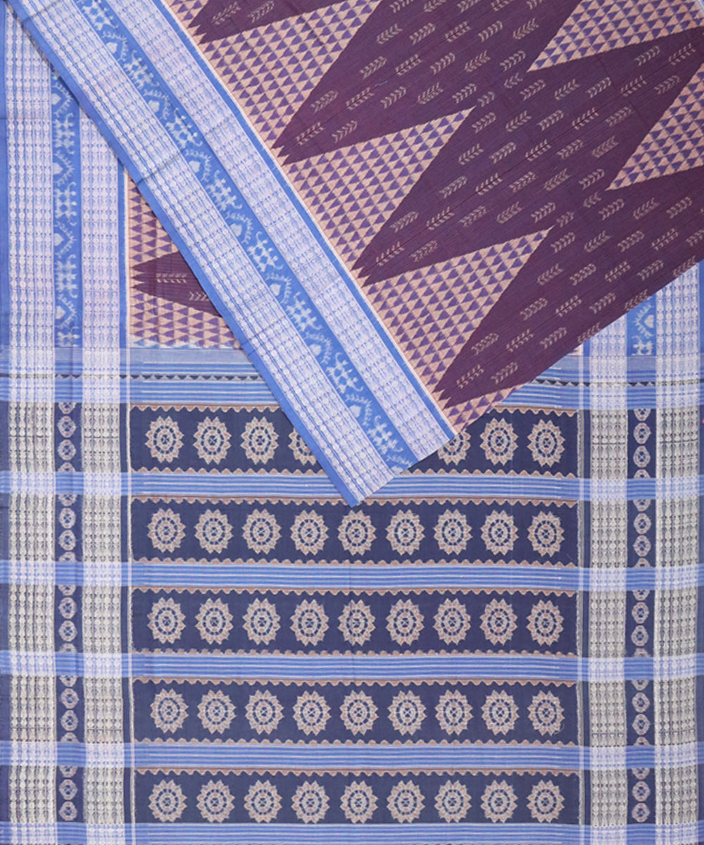 Violet sky blue cotton handloom sambalpuri saree