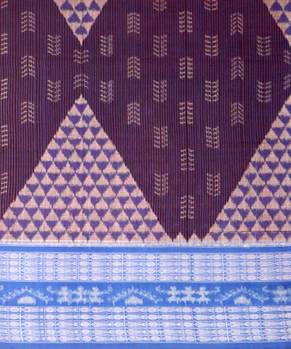 Violet sky blue cotton handloom sambalpuri saree