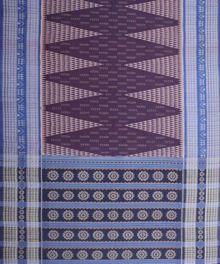 Violet sky blue cotton handloom sambalpuri saree