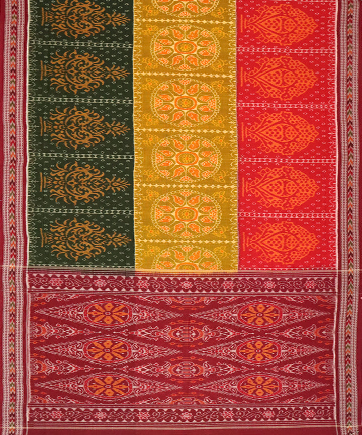 Multicolor maroon cotton handloom sambalpuri saree