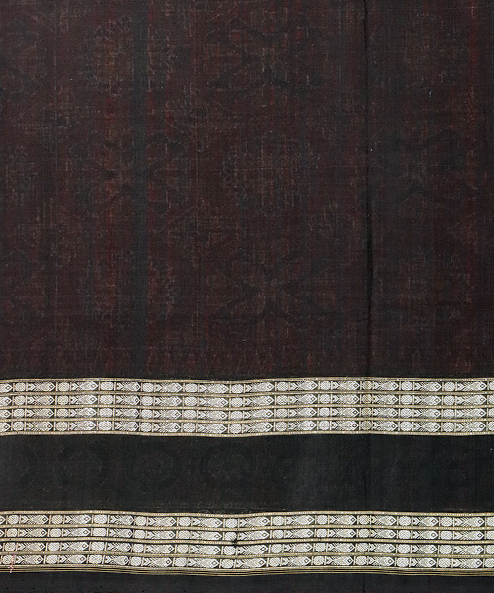 Maroon black cotton handloom sambalpuri saree