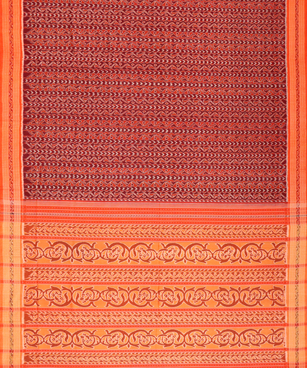 Maroon orange cotton handloom sambalpuri saree