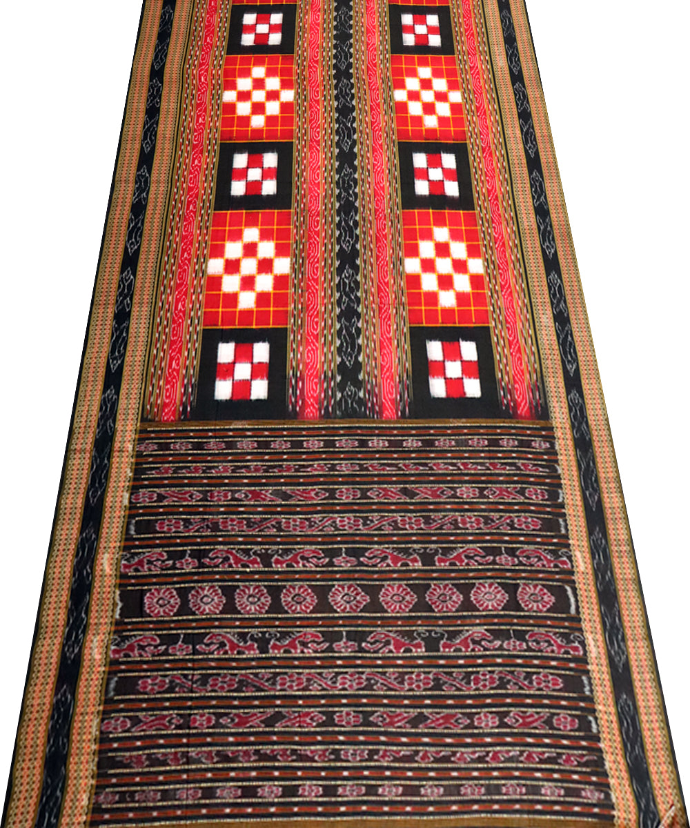 Red black pasapalli cotton handloom sambalpuri saree